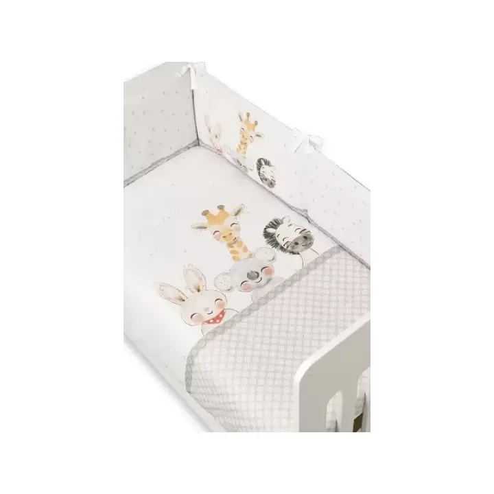Interbaby funda nordica + protector desenfundable para cunas de 120x60 modelo animales acuarela gris - 1