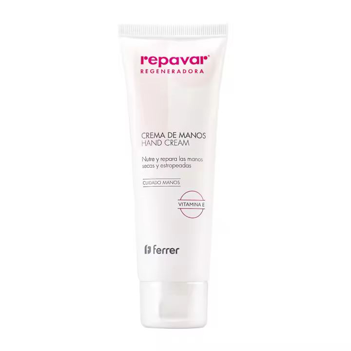 Repavar Regeneradora  Crema de Manos con Rosa Mosqueta, Ácido Hialurónico y Colágeno - Enriquecida con Vitamina E y Glicerina - Repara, Hidrata y Regenera las Manos Secas y Agrietadas - 75 ml - 1