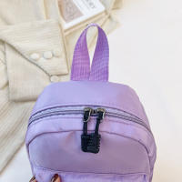 Mochila Preppy De Color Sólido Para Mujer Capacidad Alta De Nylon Estilo Escolar Y De Viaje Mochila De Mano Suave Con Cierre De Cremallera - details 6