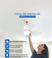 Ventilador de Techo con Luz, Compatible APP, LED Lampara Ventilador Silencioso, Temperature de Color 3000K-6500K, para Dormitorio, Sala de Estar, Cocina, Garaje, Interfaz E26/E27 - details 0