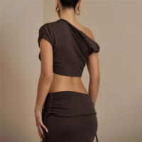 Conjunto De Dos Piezas Verano Vestido Bandage Bodycon Para Mujer Y2K Streetwear Top Corto Y Falda Larga Maxi Conjunto a Juego - details 5