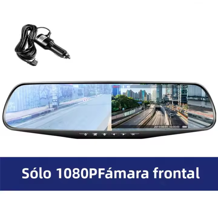 Grabadora De Coche DVR Dual Lente Espejo Retrovisor 1080P IPS Cámara Frontal Y Trasera 4.3 Pulgadas Negro Bloque De Registros 2023 - 1