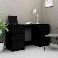 vidaXL Escritorio madera contrachapada roble marrón 140x50x77 cm en color Marrón roble/Gris sonoma/Blanco y más | estructura resistente ideal para salón dormitorio o estudio - details 4