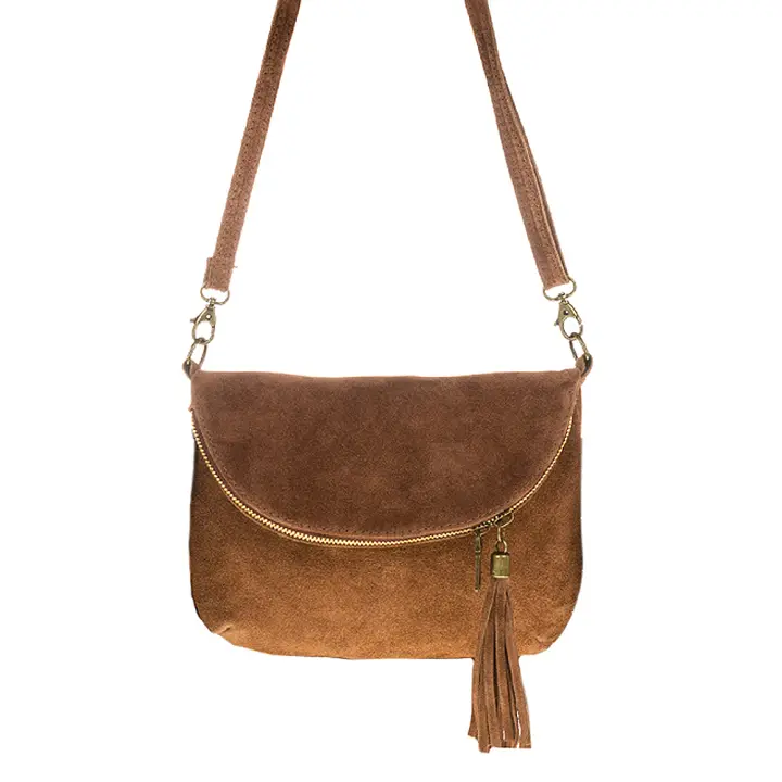 Firenze Artegiani. Cenerente Bolso bandolera Mujer.Piel auténtica Gamuza  . Made in Italy. Vera Pelle Italiana. - 1