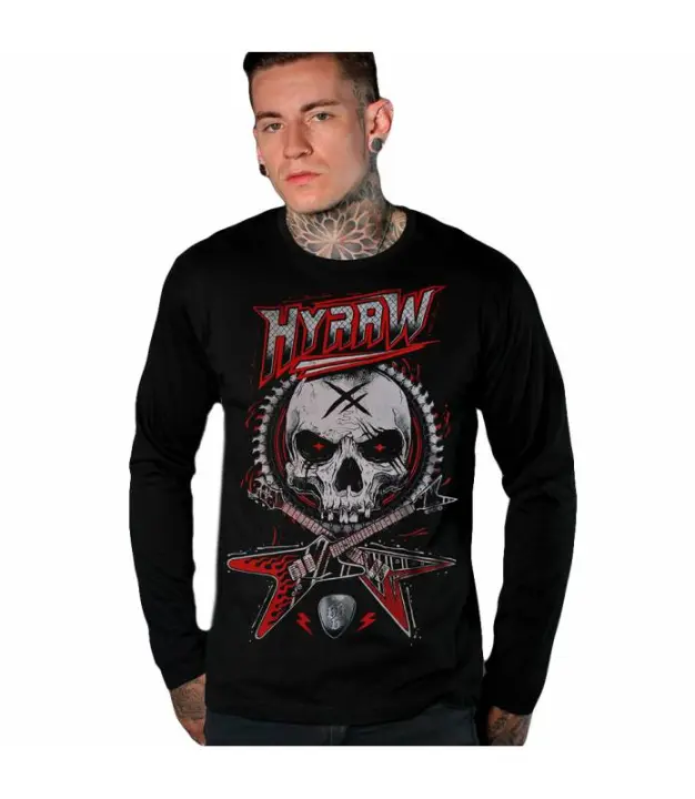 Camiseta Manga Larga Hombre Heavy Negra  HYRAW SP23-M19 - 1