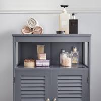 Armario de baño con 2 puertas estilo persiana, organizador versátil, diseño rústico, cocina, dormitorio y salón - details 15