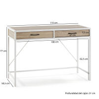 Mesa de Escritorio VS Venta-Stock Tulum Negro/blanco, 110x50x76 Cm, 2 Cajones - details 0