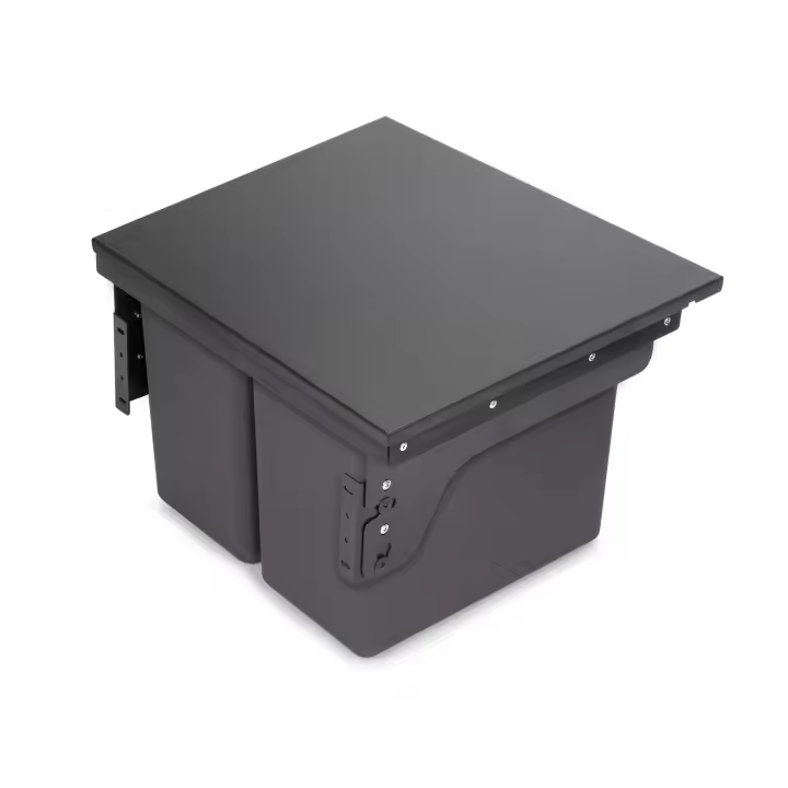 Contenedor de reciclaje para fijación lateral en mueble de cocina recycle 2x24litros, acero, plástico gris antracita - 1