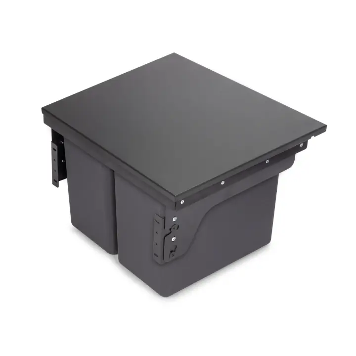 Contenedor de reciclaje para fijación lateral en mueble de cocina recycle 2x24litros, acero, plástico gris antracita - 1
