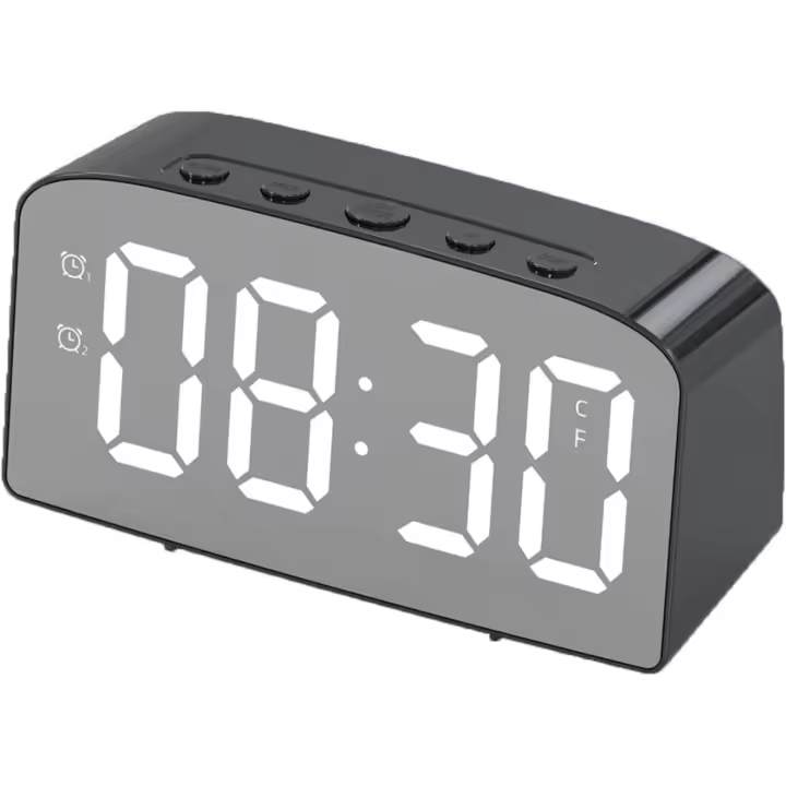Despertador digital para mesita de noche, elegante despertador para dormitorio, con alimentación por USB, pantalla LED y batería de respaldo, color negro - 1