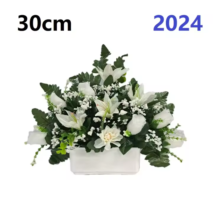 Centro de Flores para Cementerio Gerimport - Ramos de Flores para Todos los Santos - Flores Artificiales de Tela - Ancho 30cm - Alto 30cm - Personalizar Color y Medida - Contacto Directo con Nosotros - 1