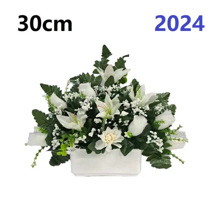 Centro de Flores para Cementerio Gerimport - Ramos de Flores para Todos los Santos - Flores Artificiales de Tela - Ancho 30cm - Alto 30cm - Personalizar Color y Medida - Contacto Directo con Nosotros - 1