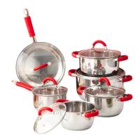 Swiss Line Bateria de cocina 12 Piezas / Acero inoxidable / Apta para todo tipo de cocina / Asas silicona roja - details 2