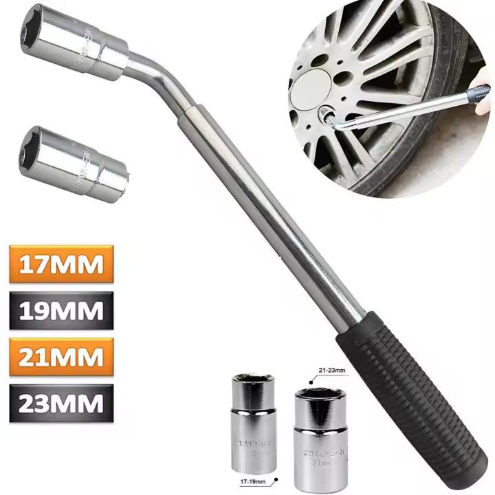 JOMAFA - Llave extensible para ruedas de coche en "L" vasos reversibles 17 19 21 23 mm - 6912 - 1