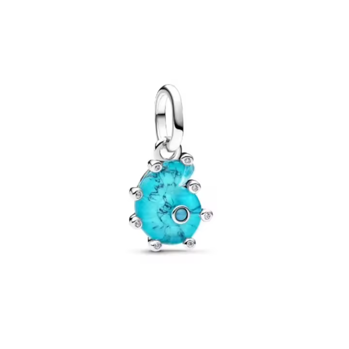 PANDORA Charm de caracola de cristal azul, criaturas marinas turquesas - 1