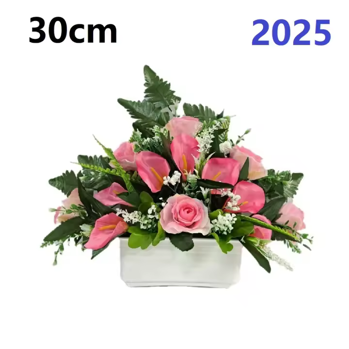 Centro de Flores para Cementerio Gerimport - Ramos de Flores para Todos los Santos - Flores Artificiales de Tela - Ancho 30cm - Alto 30cm - Personalizar Color y Medida - Contacto Directo con Nosotros - 1