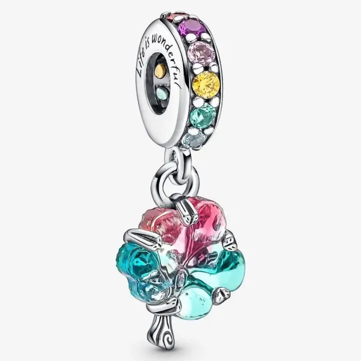 Pandora Charm de Colgante en Plata de Ley "Un cristal de Murano concéntrico" en forma de árbol，Incluye Caja Original - 1