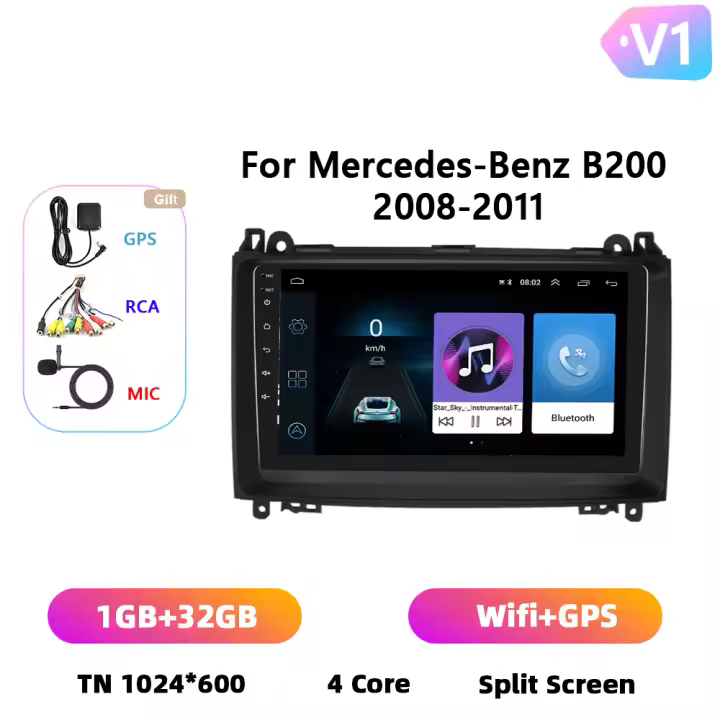 Podofo Radio de coche Android 2 Din para Mercedes-Benz B200 2008 2009 2010 2011 Carplay 8+128GB AI Voice WIFI+4G DSP GPS Navegación Multimedia Reproductor de Video - 1