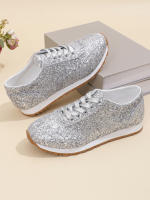 Zapatos De Mujer De Primavera Con Lentejuelas Bling Y Diseño Fashion Punta Redonda Antideslizantes Confortables Para Exterior Suela Gruesa - details 7