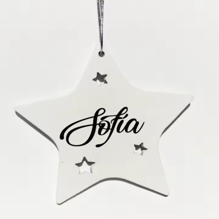 Estrella navidad de madera con nombre decoración navidad Decomac - 1