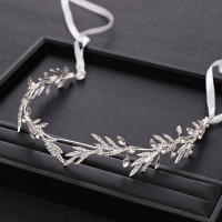 Diadema De Boda En Color Plata Con Cristales Y Corona De Hojas Adorno Para Cabello De Novia Diadema De Tiará Para Mujer - details 0