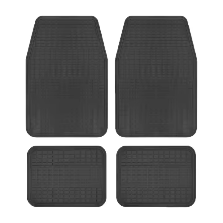 X-Juego de 4 Alfombras de Goma Fina para Coche, Alfombrillas Universales para Coche,Antideslizantes,Alfombras Delanteras y Traseras,Color Negro - 1