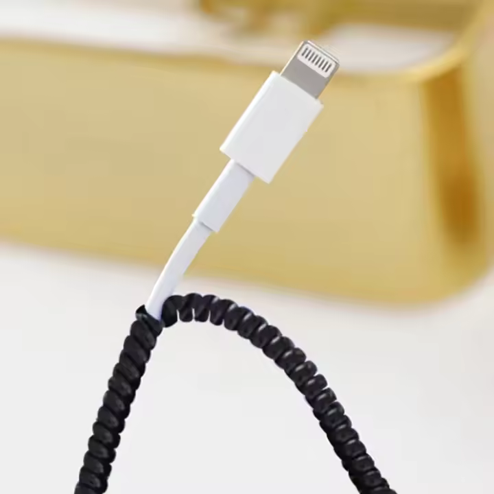 Cable De Protección Monochrome Para Auriculares Y Cables De Datos Con Resorte Plano Tipo Android Accesorio Útil Para El Hogar - 1