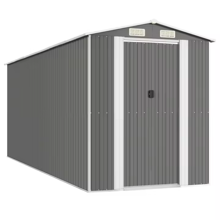 Cobertizo de jardín acero galvanizado gris claro 192x523x223 cm Decoración de muebles de jardín al aire libre - 1