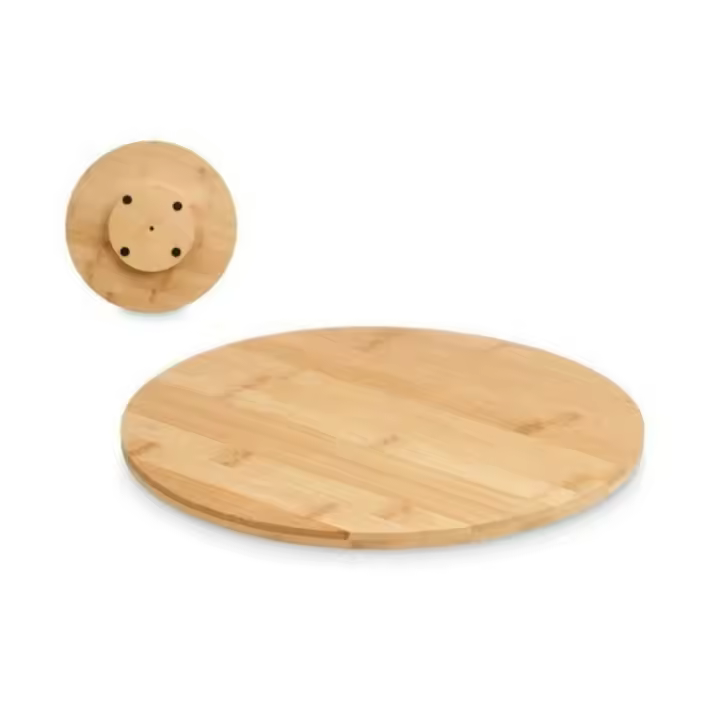 X-Plato Giratorio de Bambú Redondo, Bandeja Redonda para Servir Aperitivos, Quesos, Tabla Giratoria 360° para Cocina, Comedor o Mesa de Fiesta, Ideal para Compartir - 1