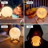 Lámpara De Luna LED 8cm Luz Nocturna Con Base Regalo Para Niños Decoración Para Dormitorio Luz Nocturna Con Estrellas - details 6