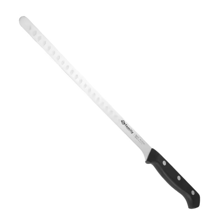 DESEOS POM Cuchillo Jamonero Alveolado Profesional | 40.5 cm | Acero inoxidable | Mango ergonómico de POM | Punta redonda - 1