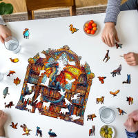 Puzzle De Madera Para Adultos En Forma Única Librería Del Dragón Regalo Para Amigos Juego De Lógica Y Desafío Mental - details 5