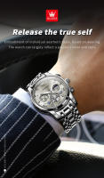 Reloj De Pulsera Masculino OLEVS 2856 Multifuncional Cronógrafo Original Cuarzo Fase De La Luna 24 Horas Resistente Al Agua - details 2
