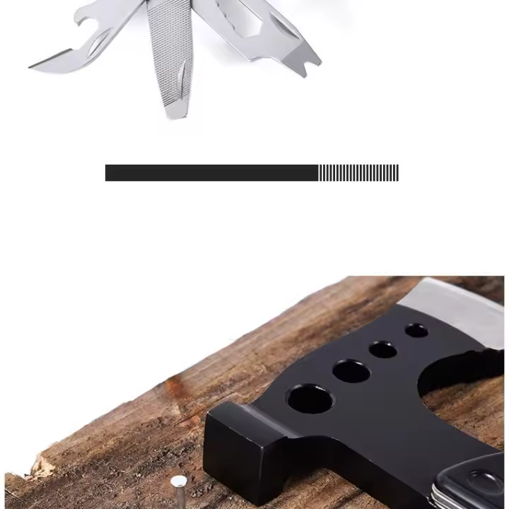 Accesorios Multiherramienta para Acampar, Regalos para Hombres  Herramienta Multiuso con Hacha Supervivencia, Alicates de Martillo, Destornilladores, Abrebotellas Regalo Dia Del Padre - 1
