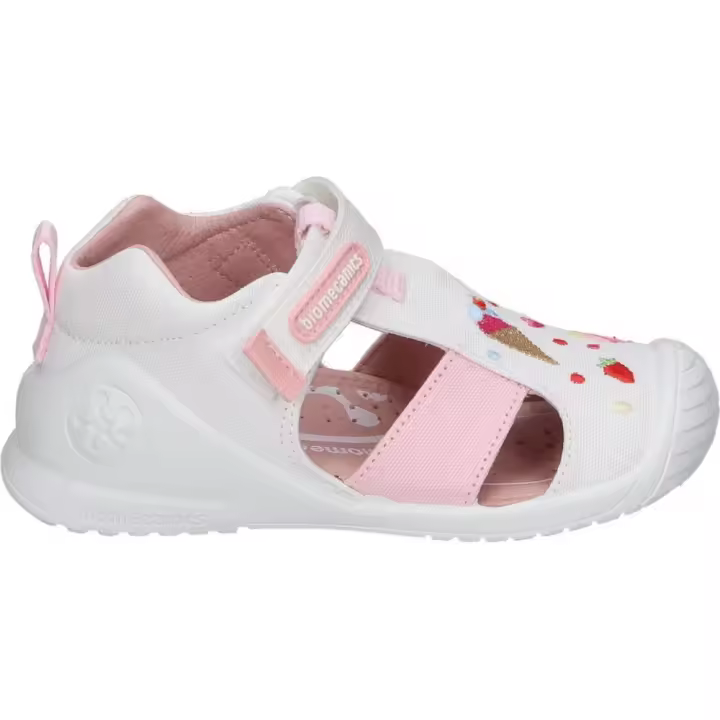 BIOMECANICS | Sandalias Cerradas Biomecanics para Niña – Sandalias en Color Blanco y Rosa con Dibujos – Sandalias infantiles con Velcro – Máxima Sujeción – Cómodas y Versátiles – Combinables – Modelo 252183C - 1