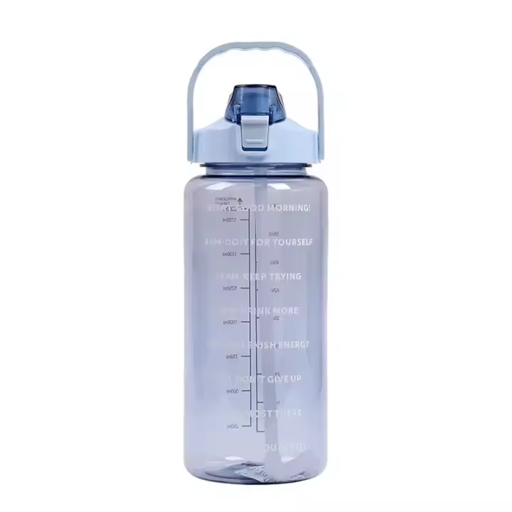 Botella Deportiva De Agua With Tapa Y Taza De 2000ML Capacidad Grande Portátil Antigoteo With Marca De Tiempo Para Gimnasio Y Exterior - 1