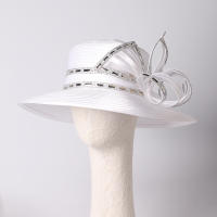 Sombrero De Encaje Blanco Elegante Para Mujer Con Lazo Satinado Para Boda Y Occasiones Formales Sombrero De Iglesia Derby - details 10