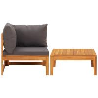 vidaXL Set muebles de jardín 2 pzas cojines madera acacia Blanco crema, Gris oscuro, Conjunto Terraza Muebles Jardín Exterior Juego de Muebles de jardín Mueble Jardín Exterior Muebles de Salon Exterior - details 0