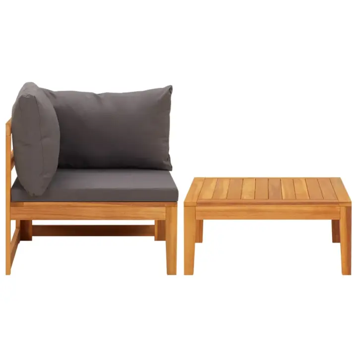 vidaXL Set muebles de jardín 2 pzas cojines madera acacia Blanco crema, Gris oscuro, Conjunto Terraza Muebles Jardín Exterior Juego de Muebles de jardín Mueble Jardín Exterior Muebles de Salon Exterior - 1