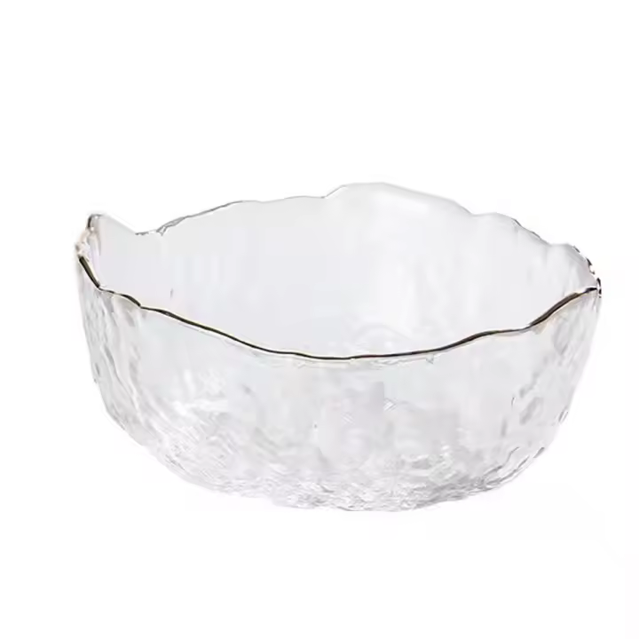 Ensaladera de vidrio, cuencos para servir de forma irregular, para preparación de cocina, frutas, refrigerios, postres y platos de dulces o cuencos para nueces (transparente) - 1