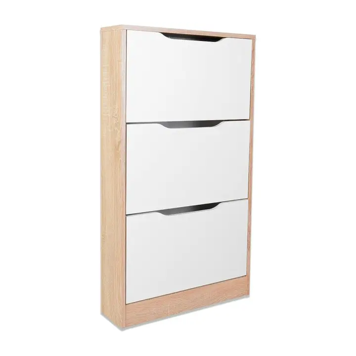 Meyvaser Mueble Zapatero con 3 Puertas - Acabado en Color Cambrian y Blanco - Medidas: 107 Cm (Alto) X 60 Cm (Ancho) X 17,3 Cm (Fondo) - Práctico y Funcional - 1
