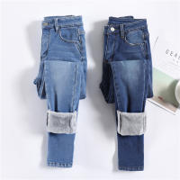 Jeans Térmicos Para Mujer Invierno Nieve Cálido Grueso Vaqueros Delgados Con Felpa Estilo Retro Azul Pantalones Largos Casual - details 29