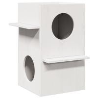 vidaXL Casa para gatos cera marrón 43x43x60 cm madera maciza pino en color Crema/Taupé - details 1