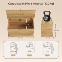 HOMCOM Baúl de Almacenaje 102L, Banco de Almacenaje, Banco Zapatero con Bisagra de Seguridad, Estilo Moderno, para Pasillo, Dormitorio, Recibidor, Salón, 80x40x45 cm - details 3