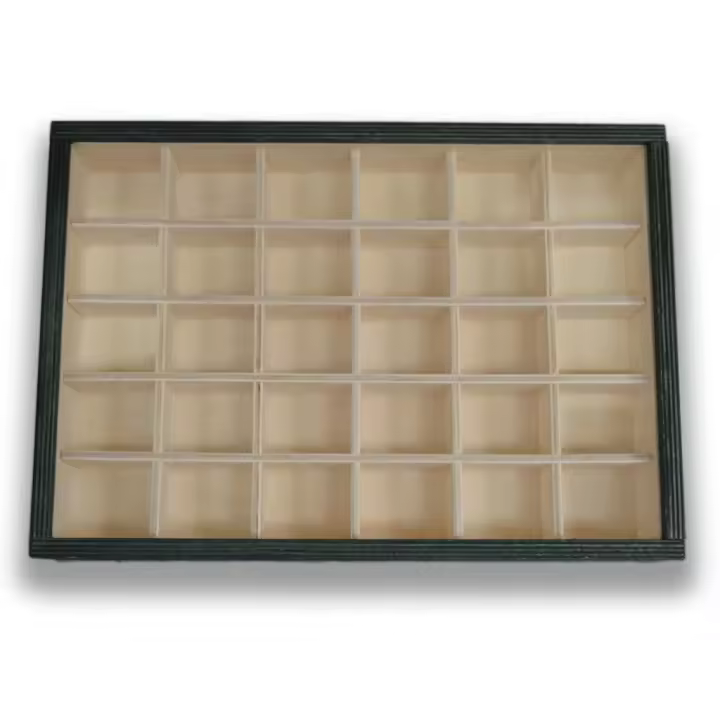 Minerales y Fósiles Nano Caja Expositora de Madera con 30 compartimentos - 1