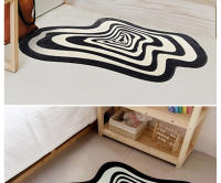 Carpet Irregular Para Sala De Estar Y Dormitorio Decoración Moderna Alfombra Negra Y Blanca Máquina Lavable Estilo Clásico - details 13