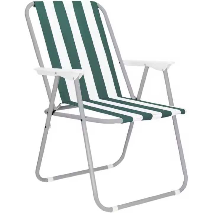 TIENDA EURASIA® Silla de Playa Plegable con Reposabrazos, Estructura de Acero Resistente, Asiento de Lona Impermeable, Estampado a Rayas, 75 x 53 x 43 cm, Ideal para Playa o Camping - 1