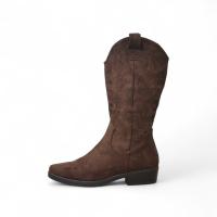 Botas cowboy de mujer planas con bordado, estilo vaquero clásico cómodo, en color negro, marrón y beige BM58A - details 1
