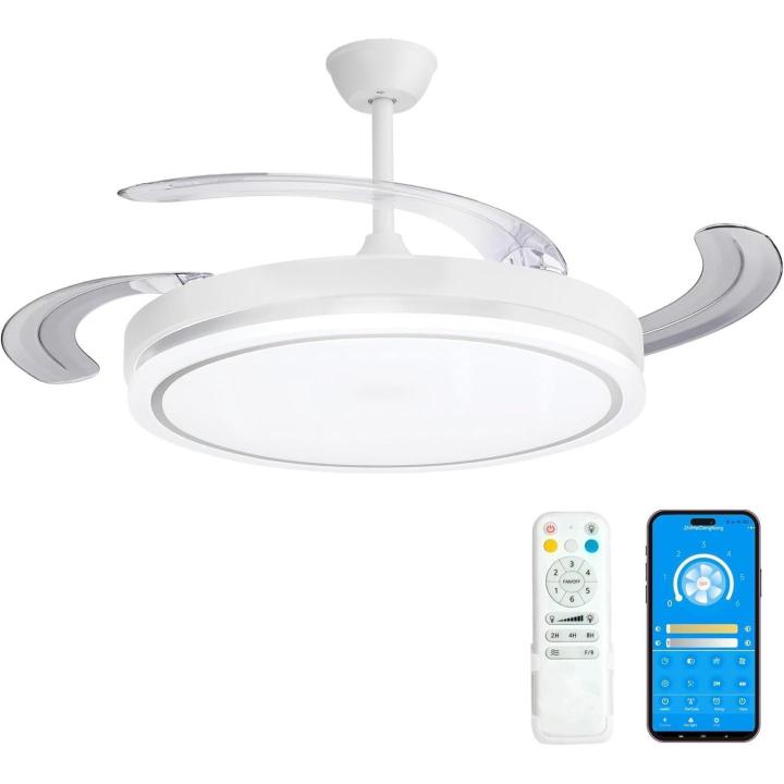 CITYMART Ventilador de Techo con Luz LED Retráctil, 4 Aspas, Motor DC 30W, Luz 36W, 6 Velocidades de Viento, Control… — oferta en Miravia