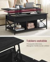 Mesa de centro con tablero elevable, espacio abierto y oculto, ideal para salón comedor, color gris carbón o marrón rústico - details 4